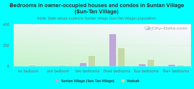 Bedrooms in owner-occupied houses and condos in Suntan Village (Sun-Tan Village)