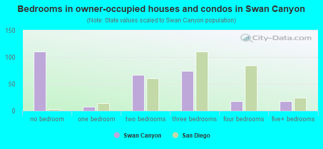 Bedrooms in owner-occupied houses and condos in Swan Canyon