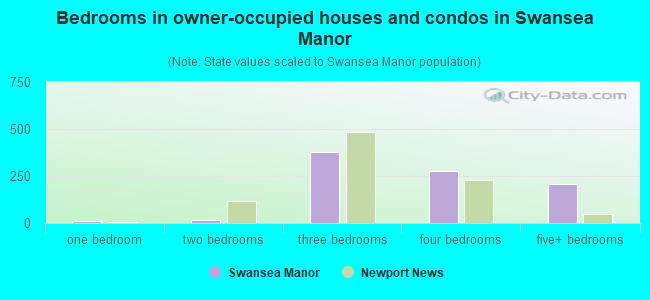 Bedrooms in owner-occupied houses and condos in Swansea Manor