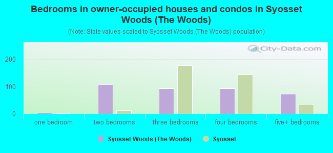 Bedrooms in owner-occupied houses and condos in Syosset Woods (The Woods)
