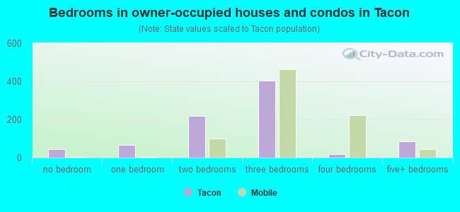 Bedrooms in owner-occupied houses and condos in Tacon