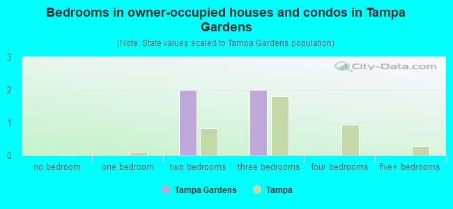 Bedrooms in owner-occupied houses and condos in Tampa Gardens