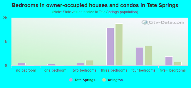 Bedrooms in owner-occupied houses and condos in Tate Springs