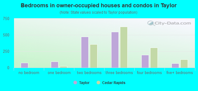 Bedrooms in owner-occupied houses and condos in Taylor