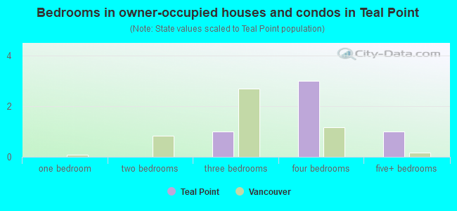 Bedrooms in owner-occupied houses and condos in Teal Point