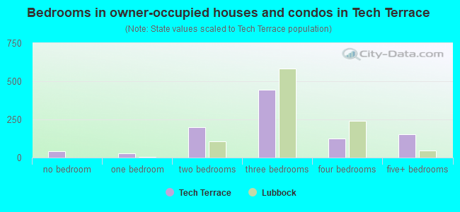 Bedrooms in owner-occupied houses and condos in Tech Terrace