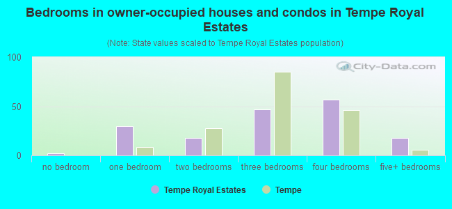 Bedrooms in owner-occupied houses and condos in Tempe Royal Estates
