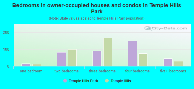 Bedrooms in owner-occupied houses and condos in Temple Hills Park