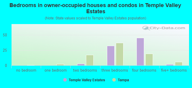 Bedrooms in owner-occupied houses and condos in Temple Valley Estates