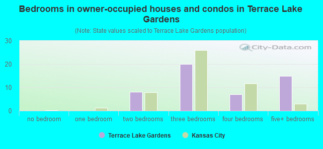 Bedrooms in owner-occupied houses and condos in Terrace Lake Gardens