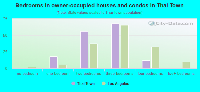 Bedrooms in owner-occupied houses and condos in Thai Town