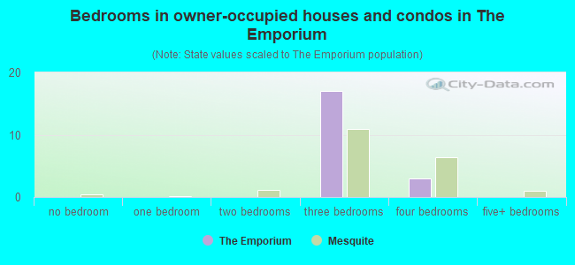Bedrooms in owner-occupied houses and condos in The Emporium