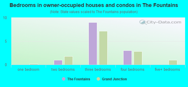 Bedrooms in owner-occupied houses and condos in The Fountains