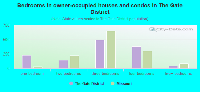 Bedrooms in owner-occupied houses and condos in The Gate District