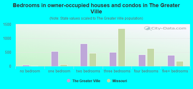 Bedrooms in owner-occupied houses and condos in The Greater Ville