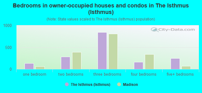 Bedrooms in owner-occupied houses and condos in The Isthmus (Isthmus)