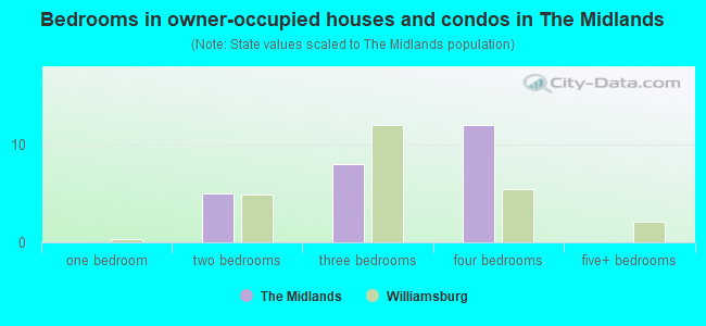 Bedrooms in owner-occupied houses and condos in The Midlands