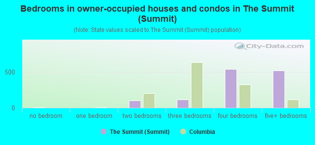 Bedrooms in owner-occupied houses and condos in The Summit (Summit)