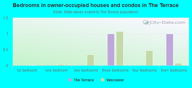 Bedrooms in owner-occupied houses and condos in The Terrace
