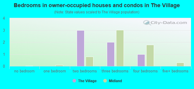 Bedrooms in owner-occupied houses and condos in The Village