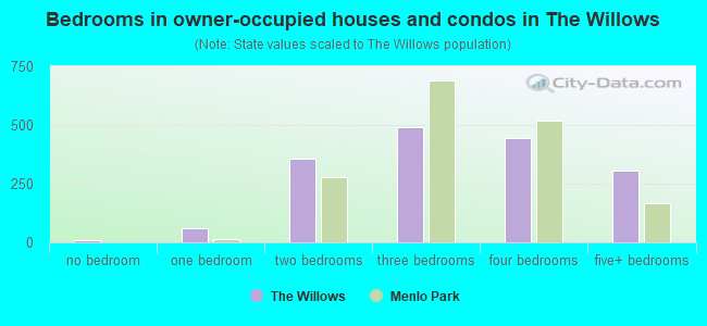 Bedrooms in owner-occupied houses and condos in The Willows