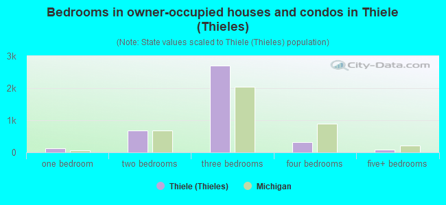 Bedrooms in owner-occupied houses and condos in Thiele (Thieles)