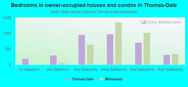 Bedrooms in owner-occupied houses and condos in Thomas-Dale