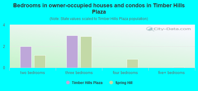 Bedrooms in owner-occupied houses and condos in Timber Hills Plaza