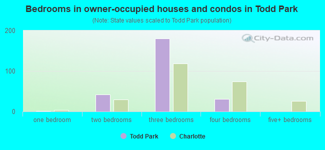 Bedrooms in owner-occupied houses and condos in Todd Park