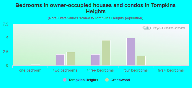 Bedrooms in owner-occupied houses and condos in Tompkins Heights