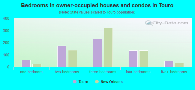 Bedrooms in owner-occupied houses and condos in Touro