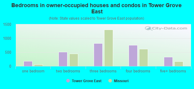 Bedrooms in owner-occupied houses and condos in Tower Grove East