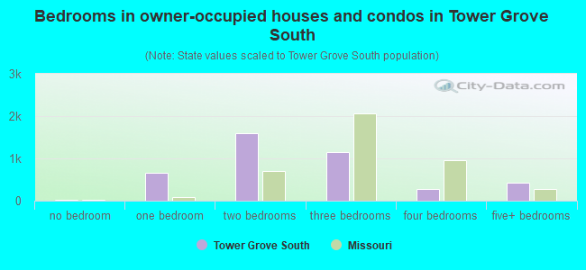 Bedrooms in owner-occupied houses and condos in Tower Grove South