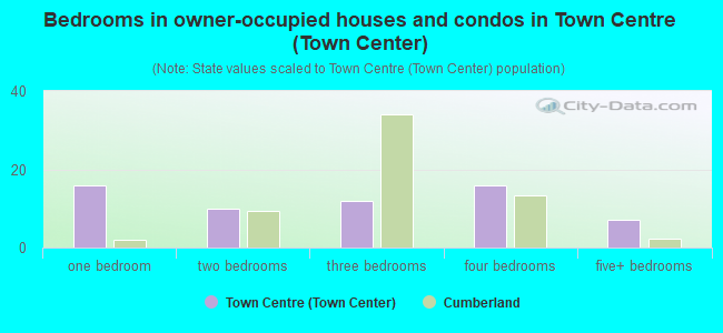 Bedrooms in owner-occupied houses and condos in Town Centre (Town Center)