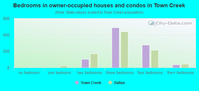 Bedrooms in owner-occupied houses and condos in Town Creek