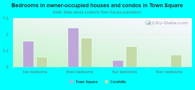 Bedrooms in owner-occupied houses and condos in Town Square