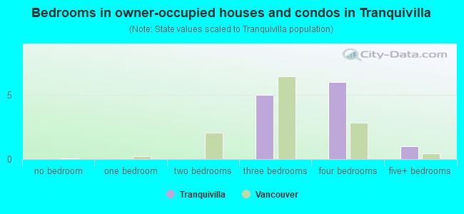 Bedrooms in owner-occupied houses and condos in Tranquivilla