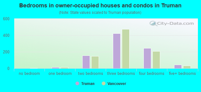 Bedrooms in owner-occupied houses and condos in Truman
