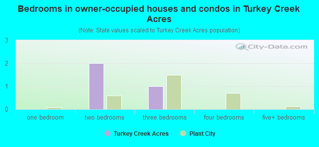 Bedrooms in owner-occupied houses and condos in Turkey Creek Acres
