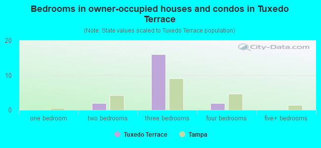 Bedrooms in owner-occupied houses and condos in Tuxedo Terrace