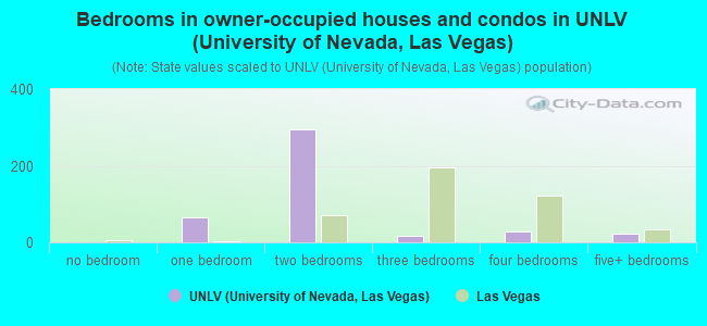 Bedrooms in owner-occupied houses and condos in UNLV (University of Nevada, Las Vegas)