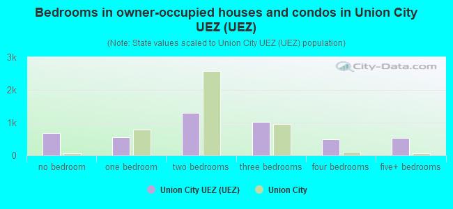 Bedrooms in owner-occupied houses and condos in Union City UEZ (UEZ)