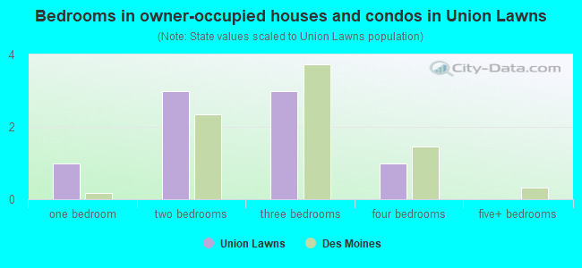 Bedrooms in owner-occupied houses and condos in Union Lawns