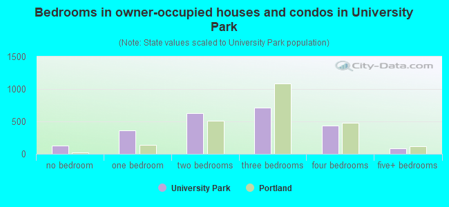 Bedrooms in owner-occupied houses and condos in University Park
