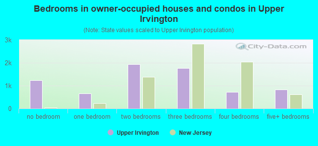 Bedrooms in owner-occupied houses and condos in Upper Irvington