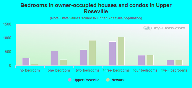 Bedrooms in owner-occupied houses and condos in Upper Roseville