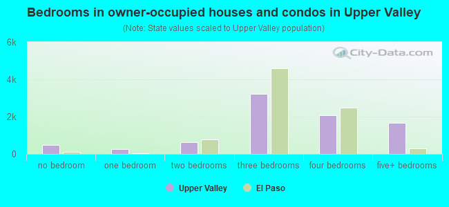 Bedrooms in owner-occupied houses and condos in Upper Valley