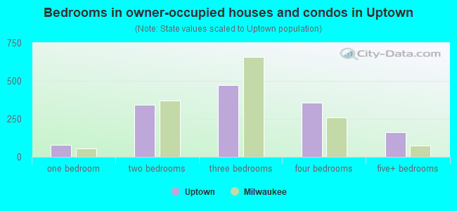 Bedrooms in owner-occupied houses and condos in Uptown