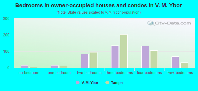 Bedrooms in owner-occupied houses and condos in V. M. Ybor