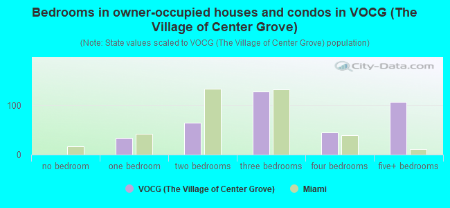 Bedrooms in owner-occupied houses and condos in VOCG (The Village of Center Grove)